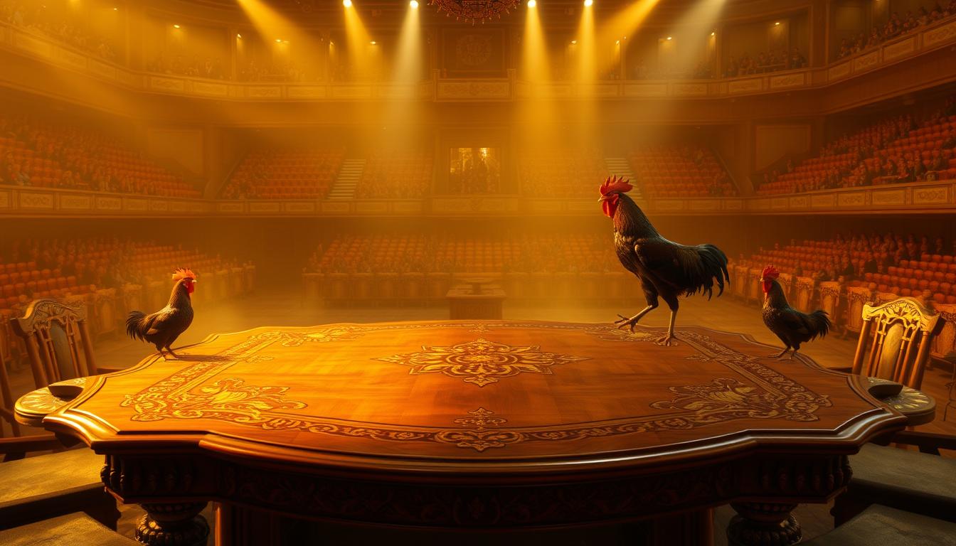 Meja Pertandingan Sabung Ayam Interaktif